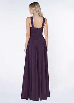 Azazie Kaleigh Bridesmaid Dresses Plum A-Line Pleated Chiffon Dress image2