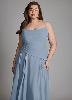 Azazie Gabriela Bridesmaid Dresses Dusty Blue A-Line Corset Chiffon Dress image23