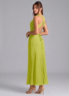Azazie Evadne Bridesmaid Dresses Lemongrass Sheath Pleated Chiffon Dress image2