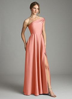 Azazie Melanie Suknie dla druhen Linia A Zza ramienia Satyna elastyczna Do ziemi Sukienka image5