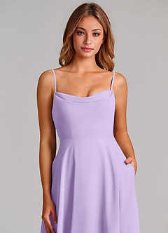 Azazie Elle Brautjungfernkleider Eine Linie Plissee Chiffon Kleid Flieder image6