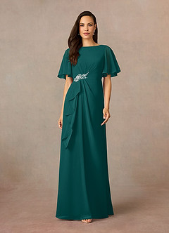 Azazie Rain Mother of the Bride Dresses Peacock Sheath Beaded Chiffon Dress image1