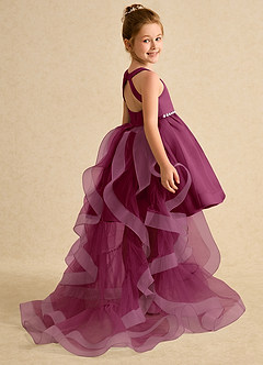 Azazie Julietta Flower Girl Dresses Mulberry Ball-Gown Convertible Tulle Dress image6