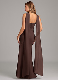 Azazie Kinsley Robes de demoiselle d'honneur Robe Sirène en Mousseline de soie Plissée Ganache image2