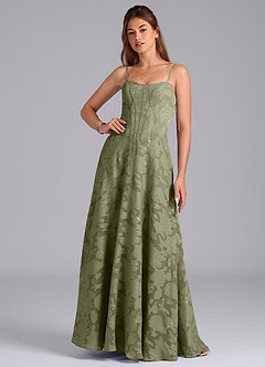 Azazie Stasy Final Sale Pistachio A-Line Sweetheart Neckline Floral Burnout Dress image4