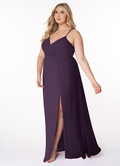 Azazie Everleigh Bridesmaid Dresses Plum A-Line Sweetheart Pleated Chiffon Dress image11