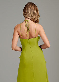 Azazie Yelena Bridesmaid Dresses Lemongrass A-Line Ruched Chiffon Dress image2