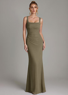 Azazie Agustina Bridesmaid Dresses Willow Green Mermaid Corset Chiffon Dress image5