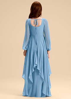 Azazie Clara Junior Abito A-Line in Chiffon Blusa Blu Acciaio image2