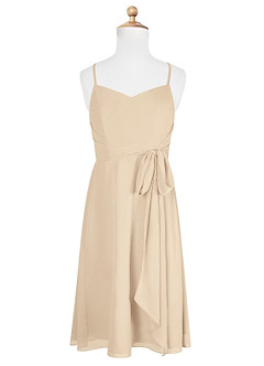 Azazie Doll Junior Champagne A-Line Bow Chiffon Dress image5
