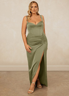 Christian Siriano Bridal for Azazie 1017 Bridesmaid Dresses Pistachio Sheath Sweetheart Neckline Stretch Satin Dress image9