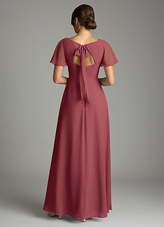 Azazie Kimber Bridesmaid Dresses Merlot A-Line Flounce Sleeve Chiffon Dress image3