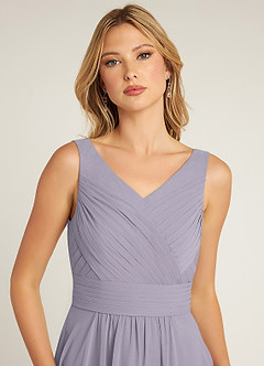 Azazie Pierrette Bridesmaid Dresses Fog A-Line Pleated Chiffon Dress image27