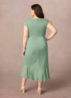 Azazie Renetta Mother of the Bride Dresses Matcha Sheath V-Neck Pleated Mesh Dress image10