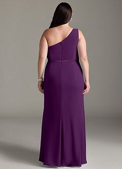 Azazie Liza Bridesmaid Dresses Grape Mermaid One Shoulder Chiffon Dress image7