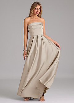 Azazie Lucienne Bridesmaid Dresses Frost A-Line Strapless Stretch Satin Convertible Dress image5
