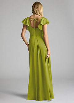 Azazie Bondi Bridesmaid Dresses Lemongrass A-Line Bow Stretch Satin Dress image4