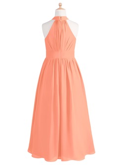 Azazie Iman Junior Abito A-Line in Chiffon Plissettato Tramonto image7