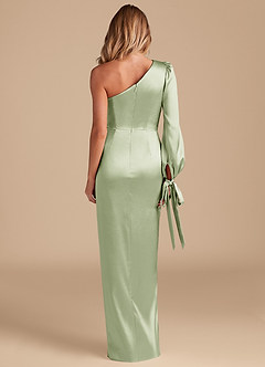 Azazie Asher Final Sale Black Sheath One Shoulder Metallic Satin Dress image6