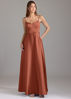 Azazie Marley Bridesmaid Dresses Clay A-Line Off the Shoulder Stretch Satin Convertible Dress image3