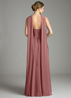 Azazie Ayla Abiti da Damigella Abito A-Line in Chiffon Scollo a Cuore Rosa Del Deserto image11