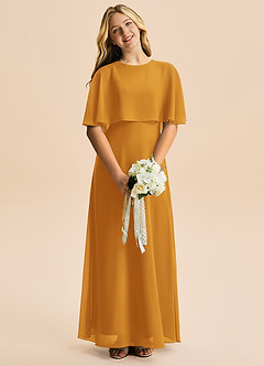 Azazie Maris Junior Abito A-Line in Chiffon Caramello image4