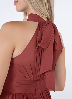 Azazie Iman Bridesmaid Dresses Terracotta A-Line A-Line Ruched Chiffon Dress image7