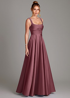 Azazie Azaria Bridesmaid Dresses Desert Rose A-Line Corset Stretch Satin Dress image4