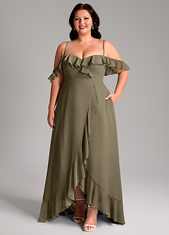 Azazie Lyra Bridesmaid Dresses Willow Green A-Line Chiffon Convertible Dress image16