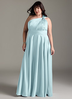 Azazie Charlize Suknie dla druhen Linia A Jedno ramię Satyna elastyczna Do ziemi Sukienka image13