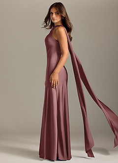 Azazie Kinsley Bridesmaid Dresses Vintage Mauve Mermaid Side Slit Stretch Satin Dress image4