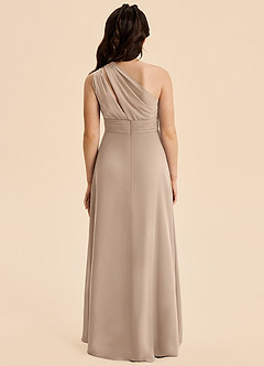 Azazie Skye Junior Taupe A-Line Pleated Chiffon Dress image2