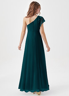 Azazie Arabella Junior Robe Trapèze en Mousseline de soie Rayé Vert Pin image6