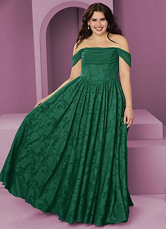 Barbie ♥ Azazie Jurken voor bruidsmeisjes Converteerbaar Jurk van Bloemen Burn-out met A-Lijn Off the Shoulder Smaragd image7