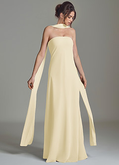Azazie Ilana Bridesmaid Dresses Lemon Sorbet A-Line Strapless Chiffon Dress image1