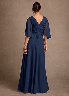 Azazie Tilda Mother of the Bride Dresses Dark Navy A-Line Lace Chiffon Dress image2