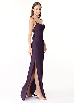 Azazie Mai Brautjungfernkleider Etui Plissee Chiffon Kleid Pflaume image3