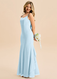 Azazie Lioren Junior Sky Blue Mermaid Bow Chiffon Dress image2