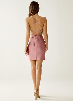 Anouk Roz înroșit Rochie mini sirenă cu corset din satin elastic image6
