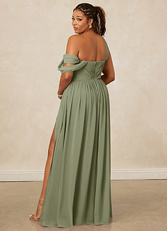 Christian Siriano Bridal for Azazie 1014 Bridesmaid Dresses Pistachio A-Line Off the Shoulder Chiffon Dress image11