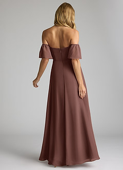 Azazie Sue Bridesmaid Dresses Espresso A-Line Off the Shoulder Chiffon Convertible Dress image3