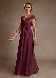 Azazie Myrtle vestidos de madre de la novia Vestido de Cabernet de Gasa de Corte en A con Plisado image4