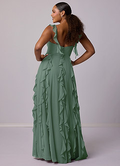 Barbie ♥ Azazie Bridesmaid Dresses Eucalyptus A-Line with Pockets Chiffon Dress image2