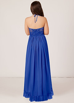 Azazie Sarafina Junior A-Linie Spitze Chiffon Kleid Königsblau image2