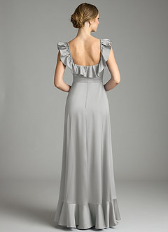 Azazie Lyra Vestidos de damas de honor Vestido de Plata de Satén Elástico de Corte en A Convertible con Vestidos sin tirantes image8