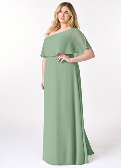 Azazie Lizzy Bridesmaid Dresses Matcha A-Line One Shoulder Chiffon Dress image10