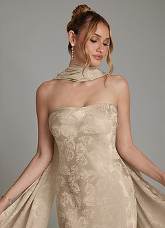 Azazie Viv Bridesmaid Dresses Taupe Jacquard Sheath Strapless Jacquard Dress image8