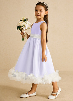 Azazie Stardust Flower Girl Dresses Lilac A-Line Sleeveless Organza Dress image3