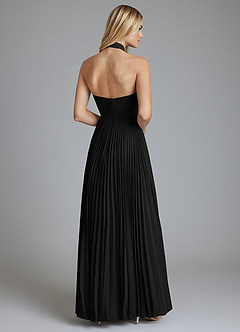 Azazie Keita Abiti da Damigella Abito A-Line in Chiffon Plissettato Nero image2