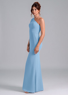 Azazie Rinna Bridesmaid Dresses Powder Blue Mermaid One Shoulder Chiffon Dress image4